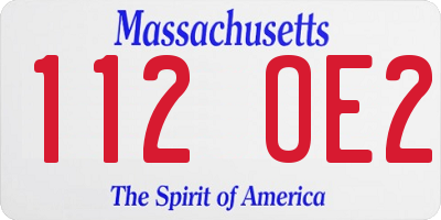 MA license plate 112OE2