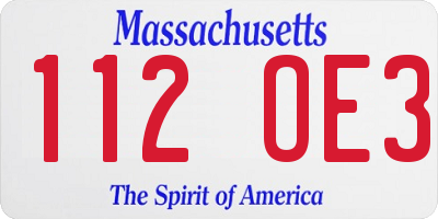 MA license plate 112OE3