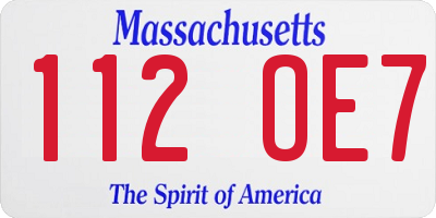 MA license plate 112OE7