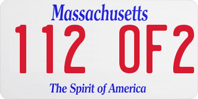MA license plate 112OF2