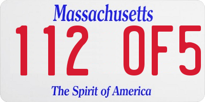 MA license plate 112OF5