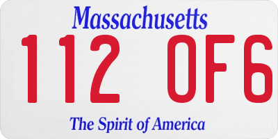 MA license plate 112OF6