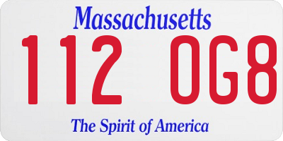 MA license plate 112OG8