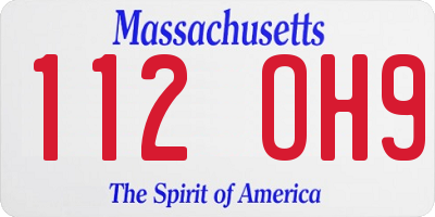 MA license plate 112OH9