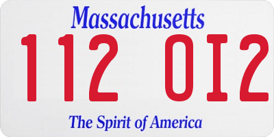MA license plate 112OI2