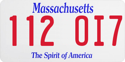 MA license plate 112OI7