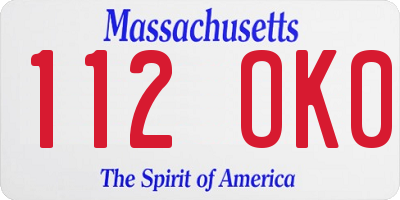 MA license plate 112OK0