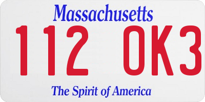 MA license plate 112OK3