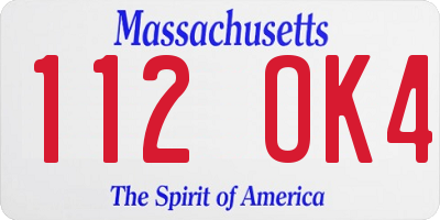 MA license plate 112OK4