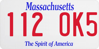 MA license plate 112OK5