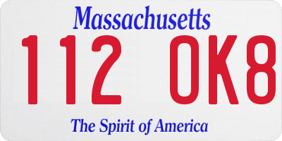 MA license plate 112OK8