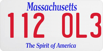 MA license plate 112OL3