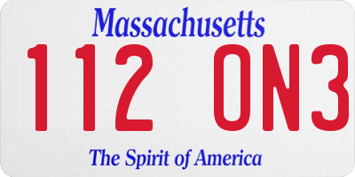 MA license plate 112ON3