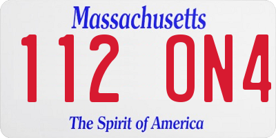 MA license plate 112ON4