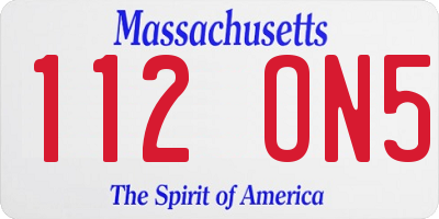 MA license plate 112ON5