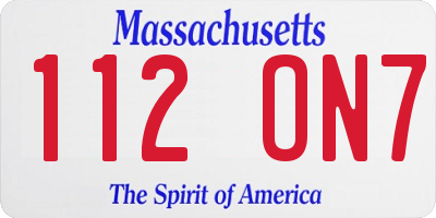 MA license plate 112ON7