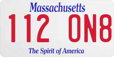 MA license plate 112ON8
