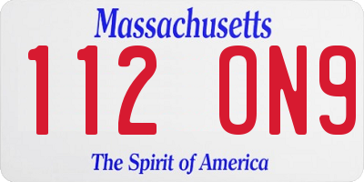 MA license plate 112ON9