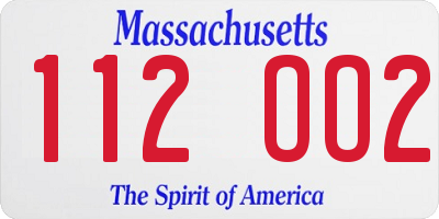 MA license plate 112OO2