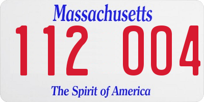 MA license plate 112OO4