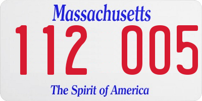 MA license plate 112OO5