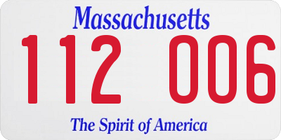 MA license plate 112OO6