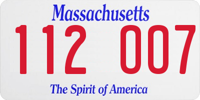 MA license plate 112OO7