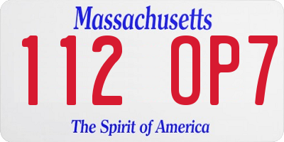 MA license plate 112OP7