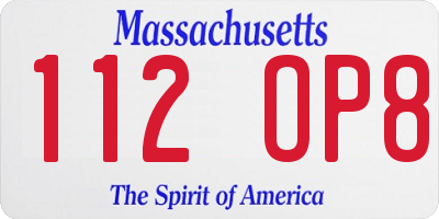 MA license plate 112OP8