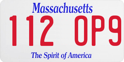 MA license plate 112OP9