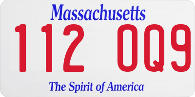 MA license plate 112OQ9
