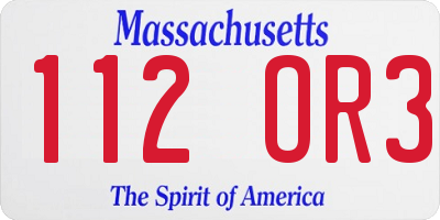 MA license plate 112OR3