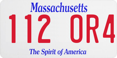 MA license plate 112OR4