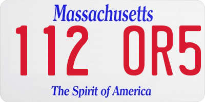 MA license plate 112OR5