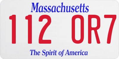 MA license plate 112OR7
