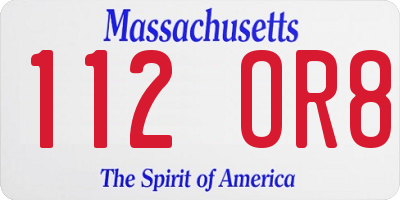 MA license plate 112OR8