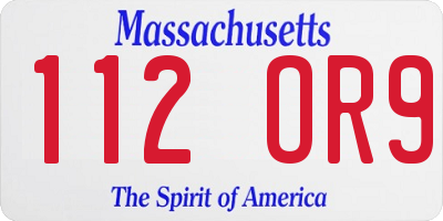 MA license plate 112OR9