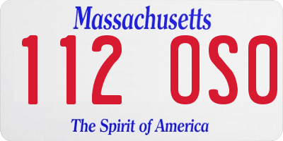 MA license plate 112OS0