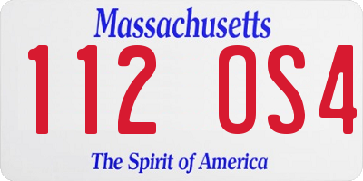 MA license plate 112OS4