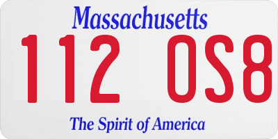 MA license plate 112OS8