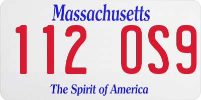 MA license plate 112OS9