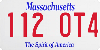 MA license plate 112OT4