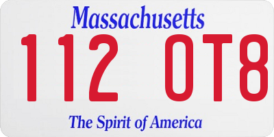 MA license plate 112OT8