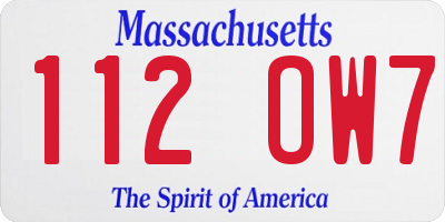 MA license plate 112OW7