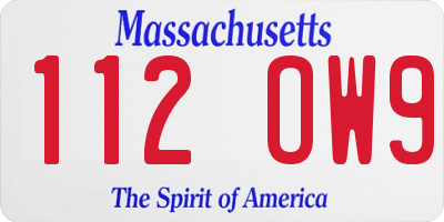 MA license plate 112OW9