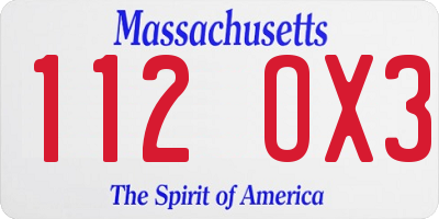 MA license plate 112OX3
