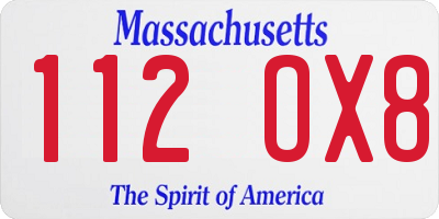 MA license plate 112OX8