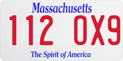 MA license plate 112OX9