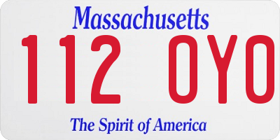 MA license plate 112OY0