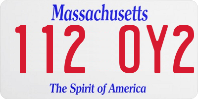MA license plate 112OY2